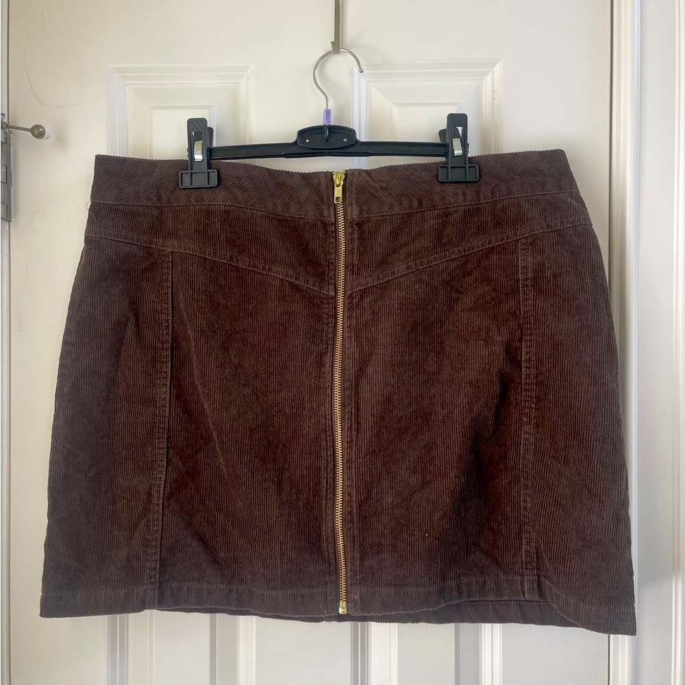 brown corduroy mini skirt